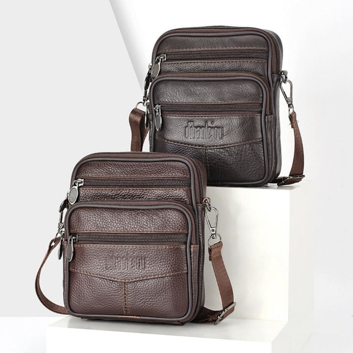 Shoulder Bag Masculina Couro Modelo Trend cores café e marrom